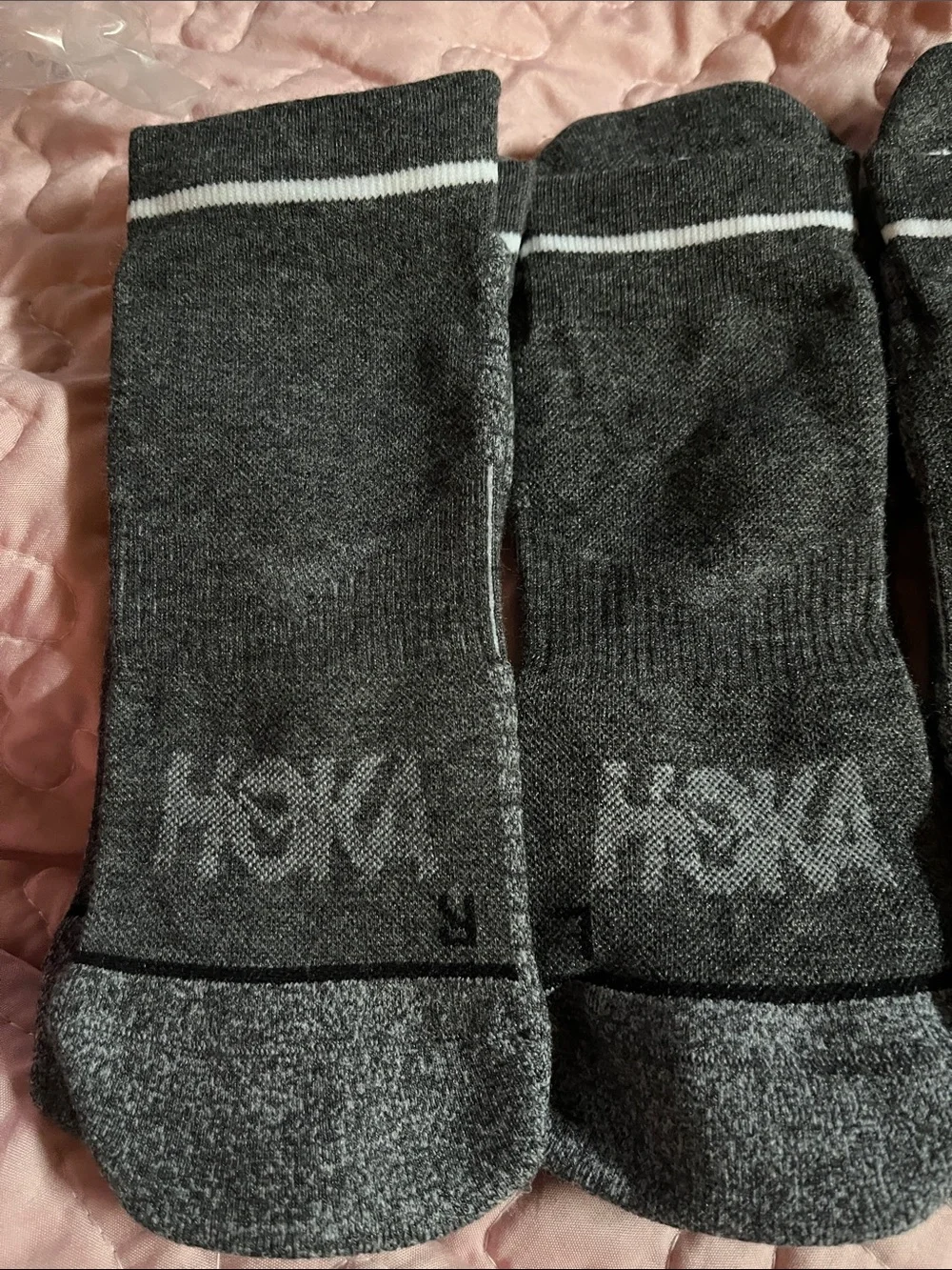 Hoka Men's Crew Athletic Socks in Dark Gray with White Stripe - Pack of 4